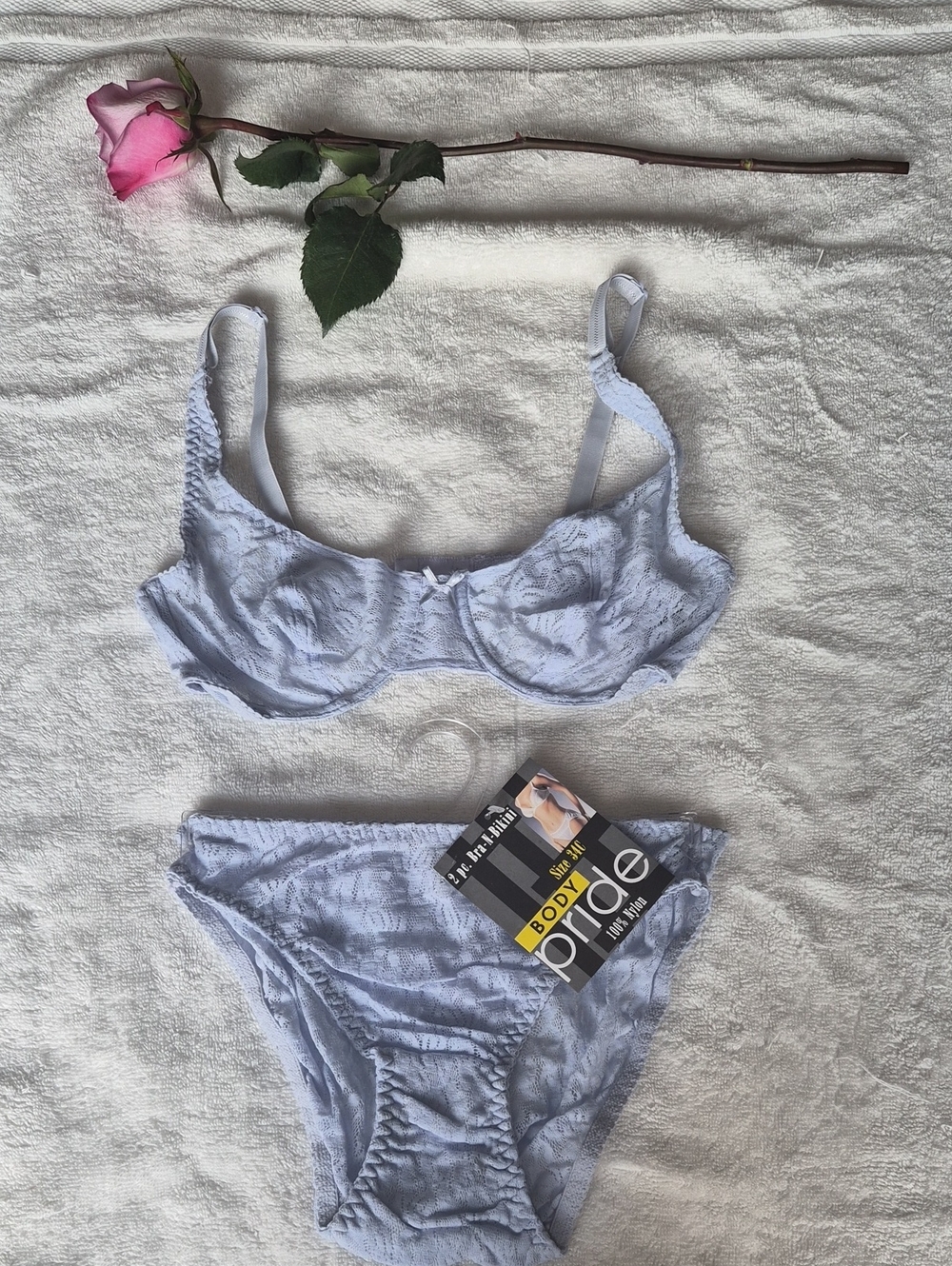 Light Blue Lace Underwire Bra & Bikini Set - Women Intimates